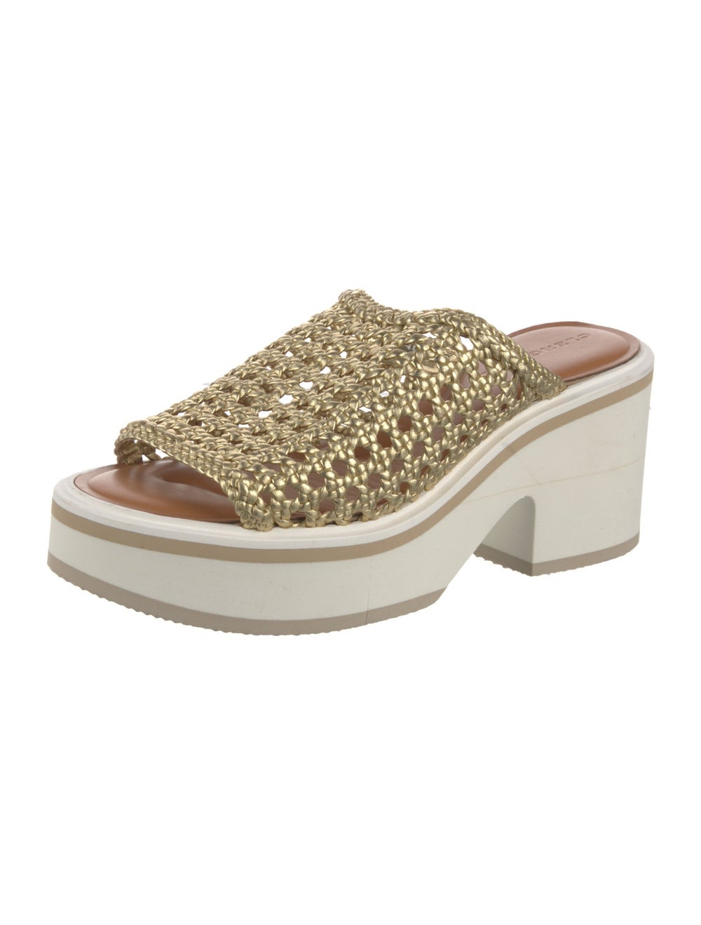 Robert Clergerie Raffia Slides Gold Lasercut Acce… - image 2