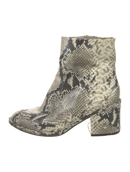 Robert Clergerie Embossed Leather Animal Print Combat Boots