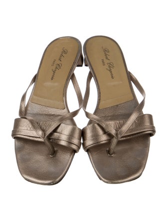 Robert Clergerie Embossed Leather Cutout Accent Slides