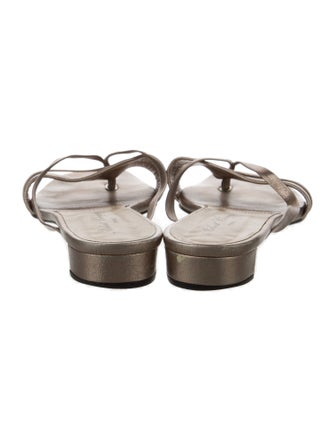 Robert Clergerie Embossed Leather Cutout Accent Slides