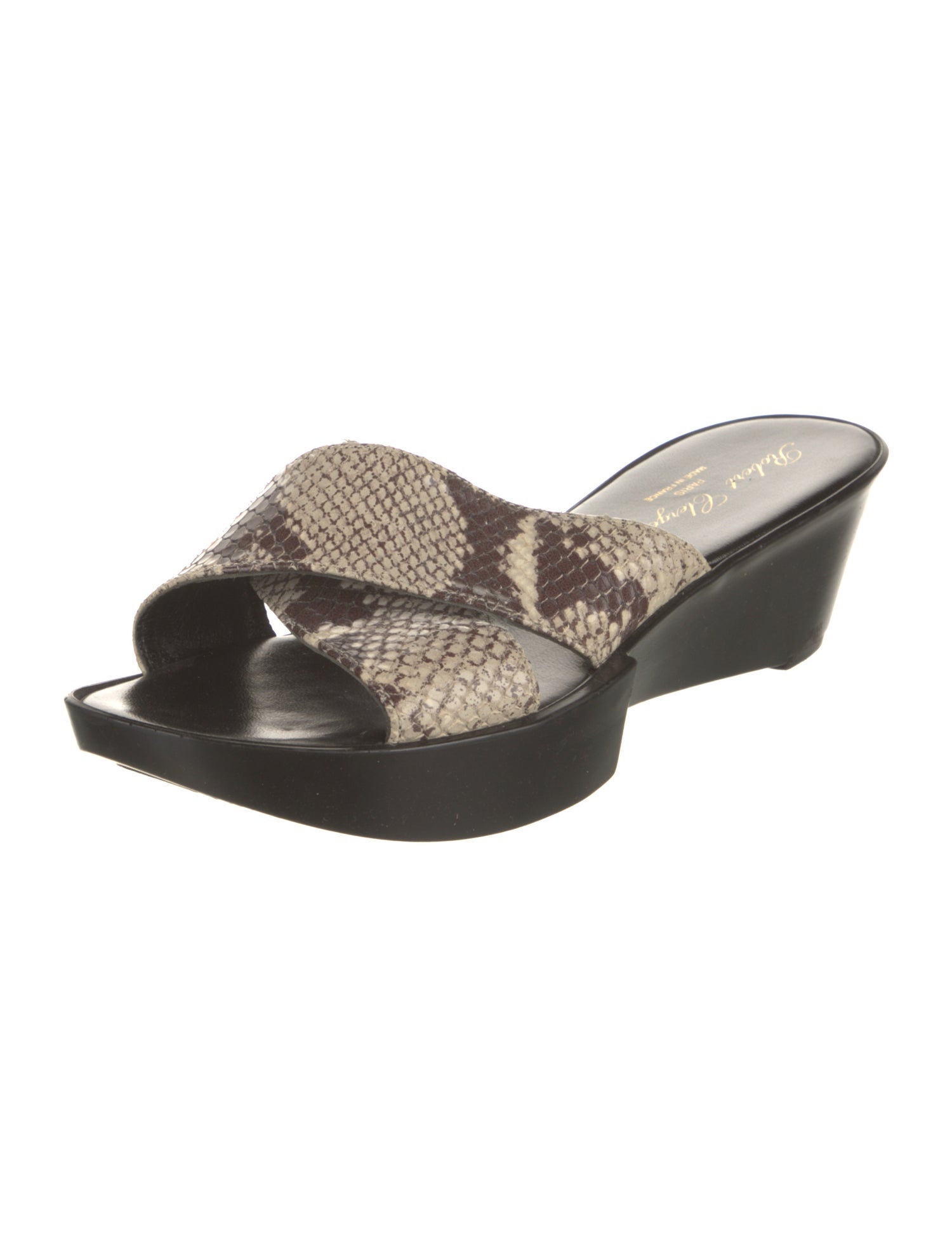 Robert Clergerie Leather Animal Print Slides