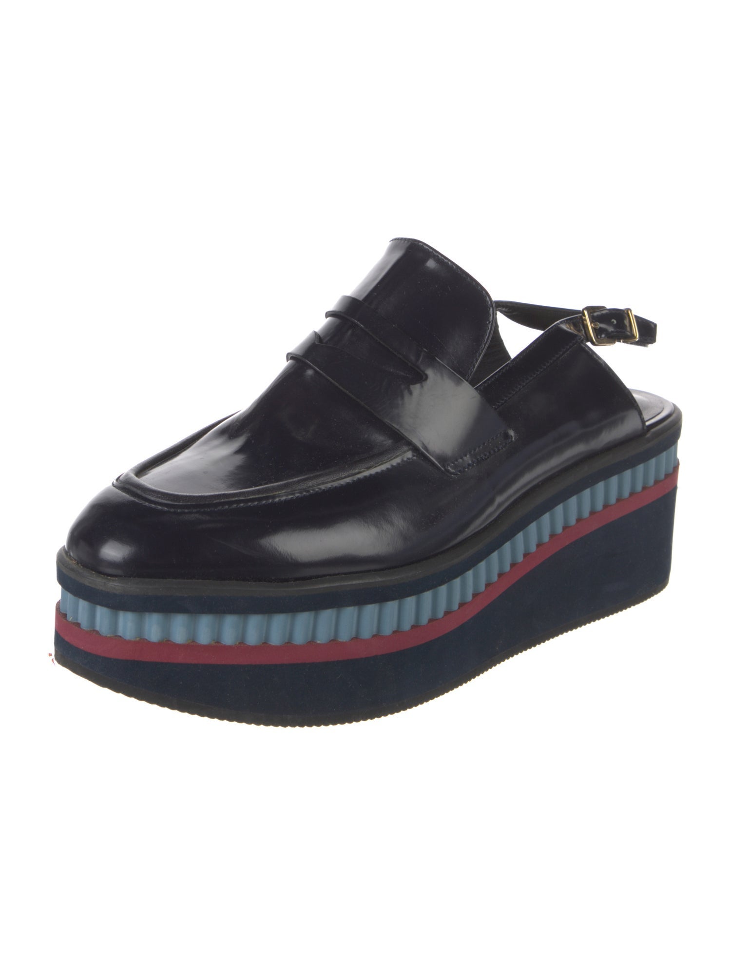 Robert Clergerie Patent Leather Striped Slingback Pumps