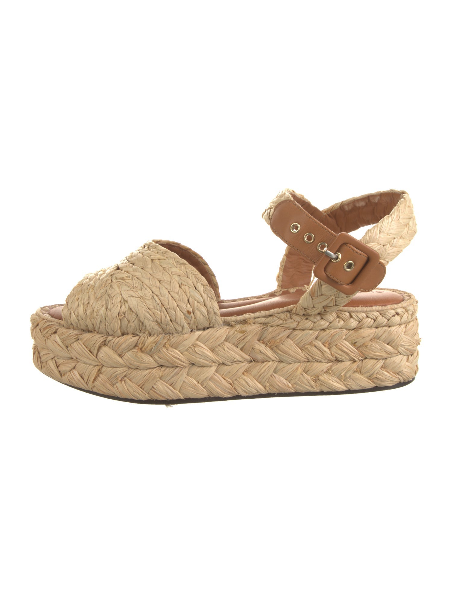 Robert Clergerie Straw Leather Trim Embellishment Espadrilles