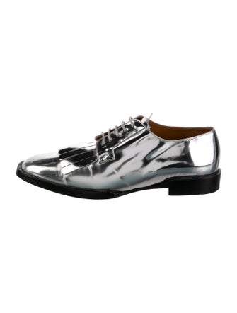 Robert Clergerie Patent Leather Fringe Trim Accent Oxfords