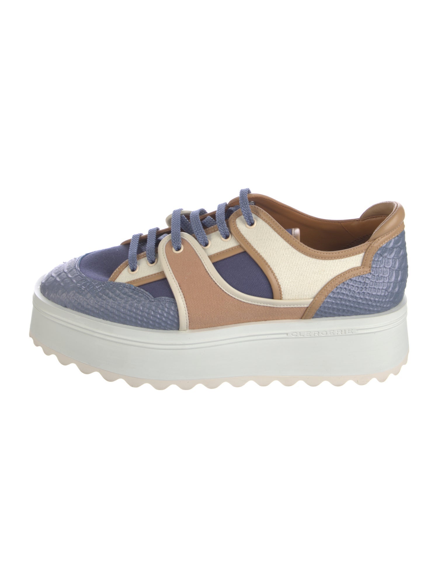 Robert Clergerie Leather Colorblock Pattern Sneakers
