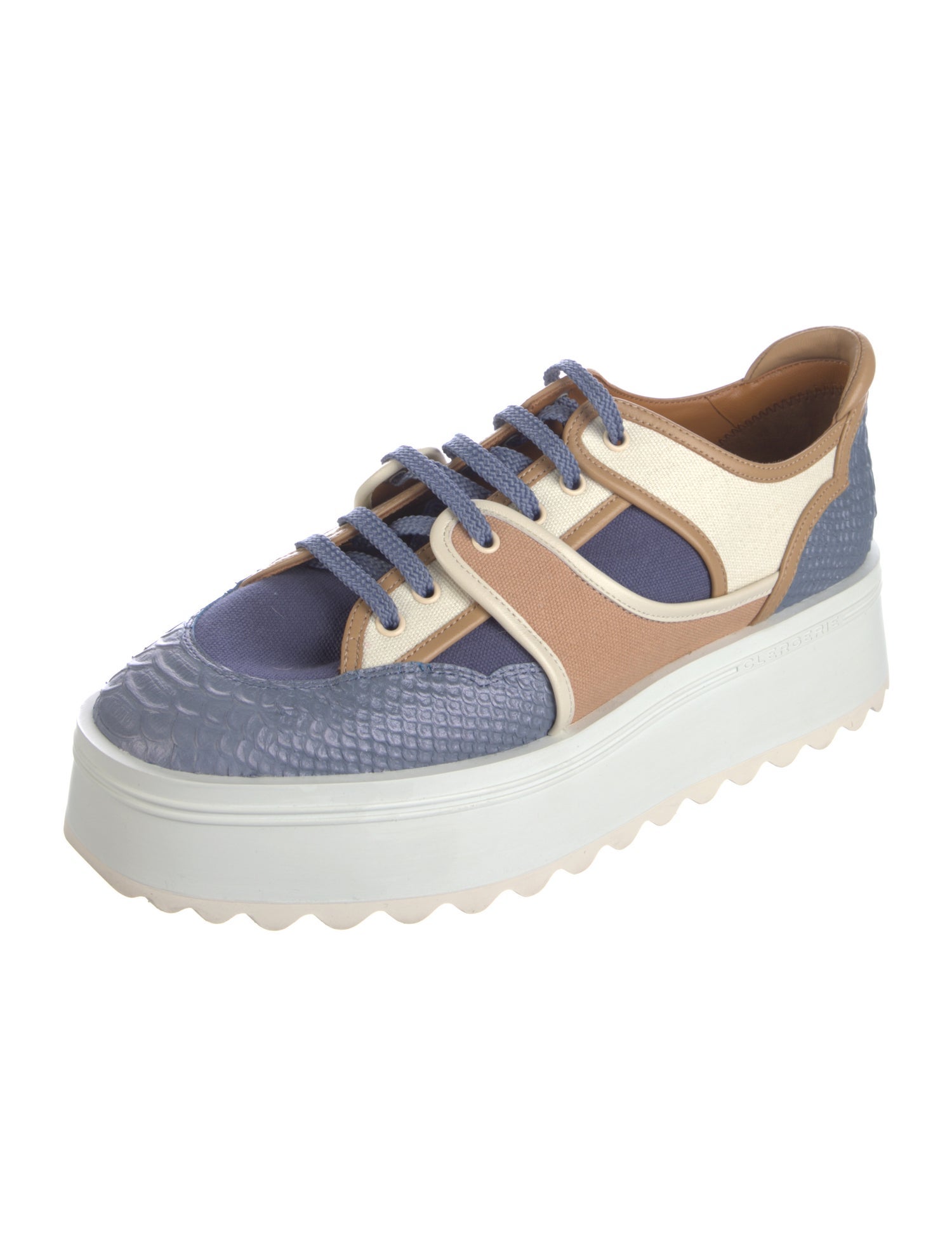 Robert Clergerie Leather Colorblock Pattern Sneakers