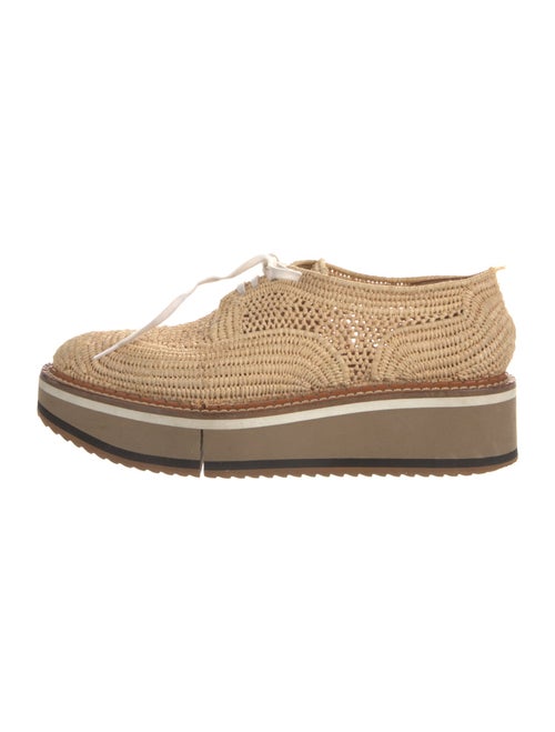 Robert Clergerie Straw Cutout Accent Wedge Sneakers