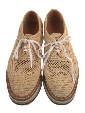 Robert Clergerie Straw Cutout Accent Wedge Sneakers