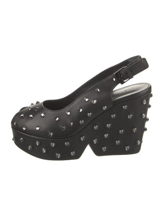 Robert Clergerie Leather Polka Dot Print Slingback Sandals
