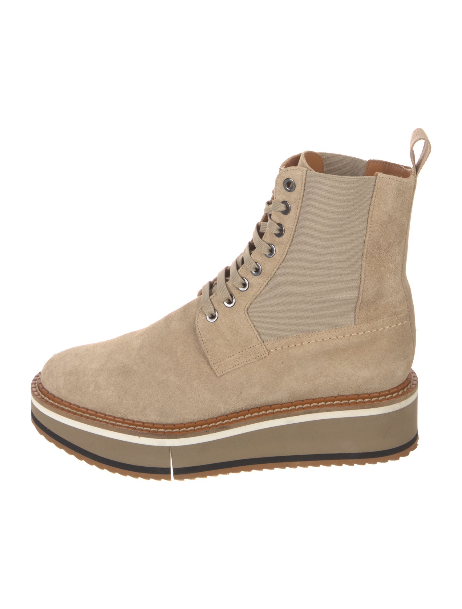 Robert Clergerie Suede Colorblock Pattern Combat Boots