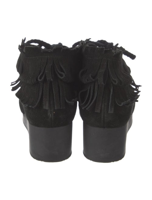 Robert Clergerie Suede Fringe Trim Accent Lace-Up Boots