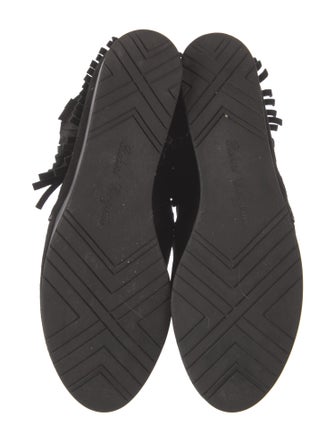 Robert Clergerie Suede Fringe Trim Accent Lace-Up Boots