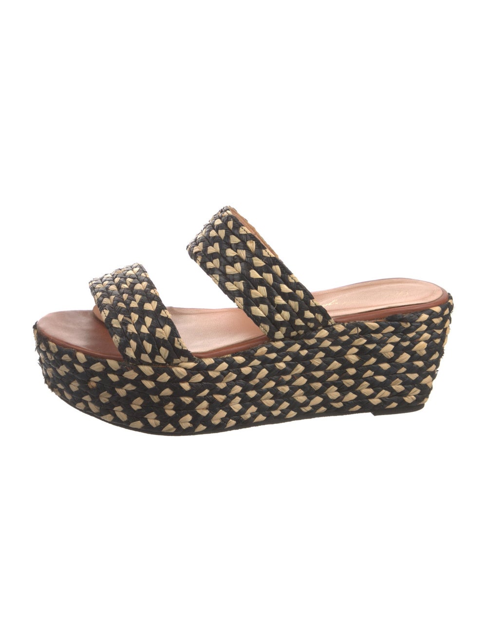 Robert Clergerie Raffia Slides Black & Brown Anim… - image 1