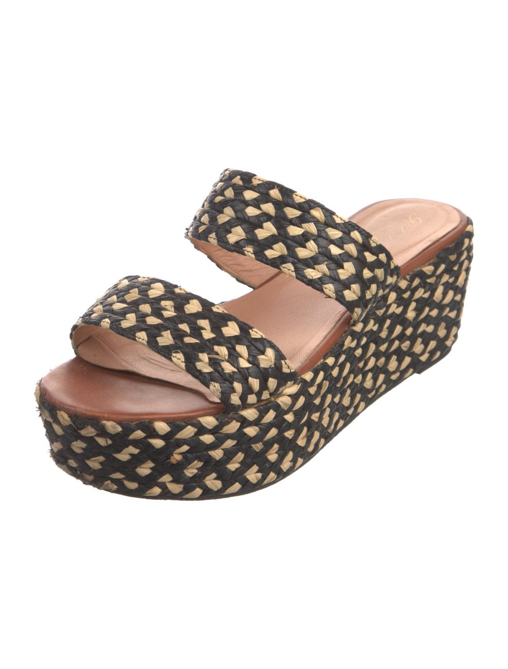 Robert Clergerie Raffia Slides Black & Brown Anim… - image 2