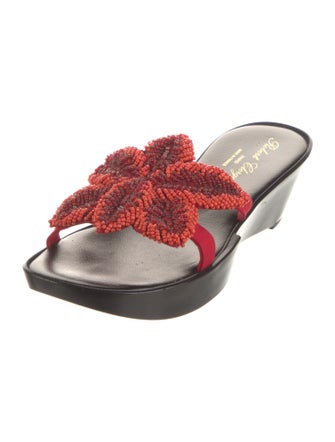 Robert Clergerie Canvas Beaded Accents Slides