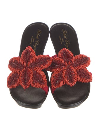 Robert Clergerie Canvas Beaded Accents Slides