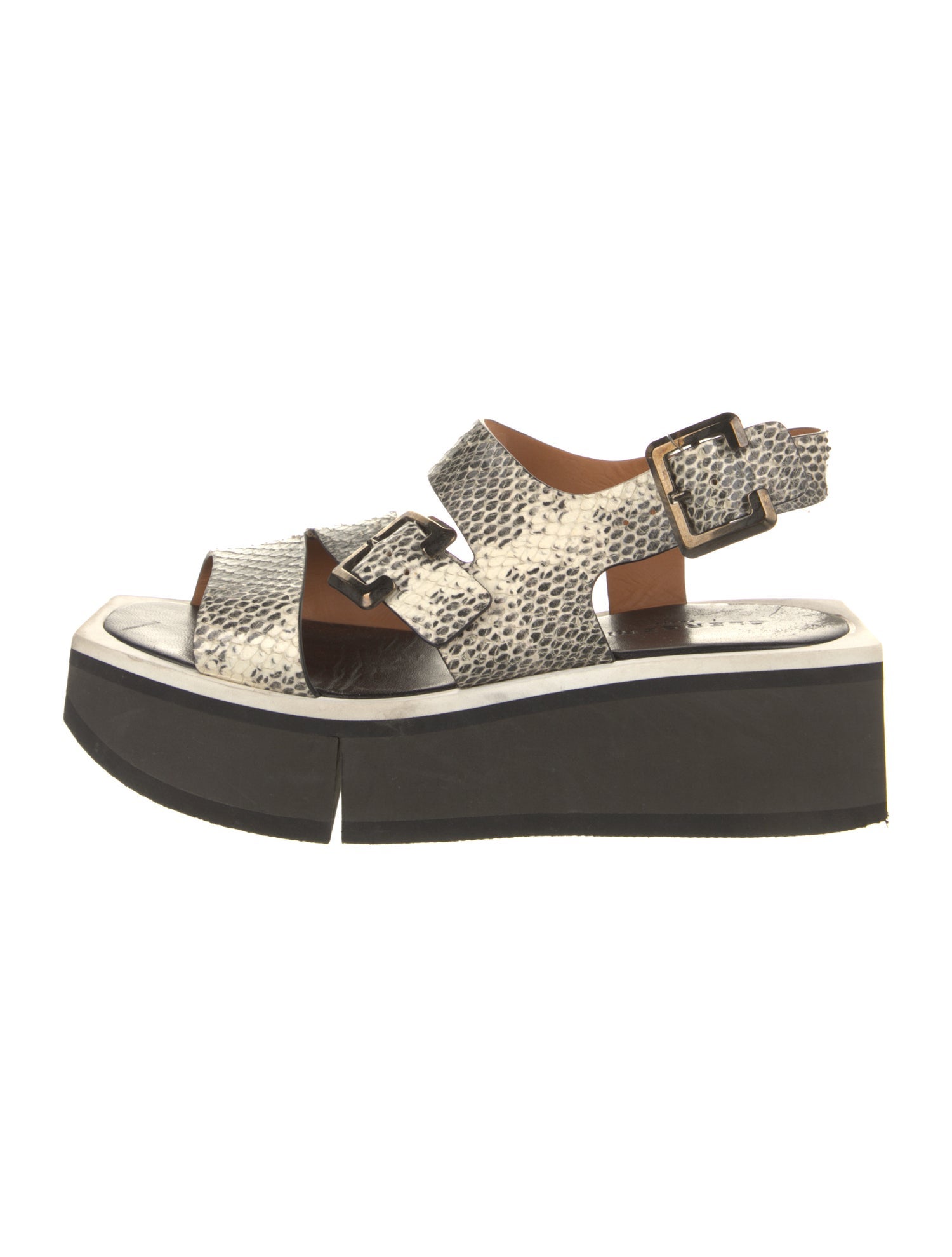 Robert Clergerie Snakeskin Animal Print Slingback Sandals