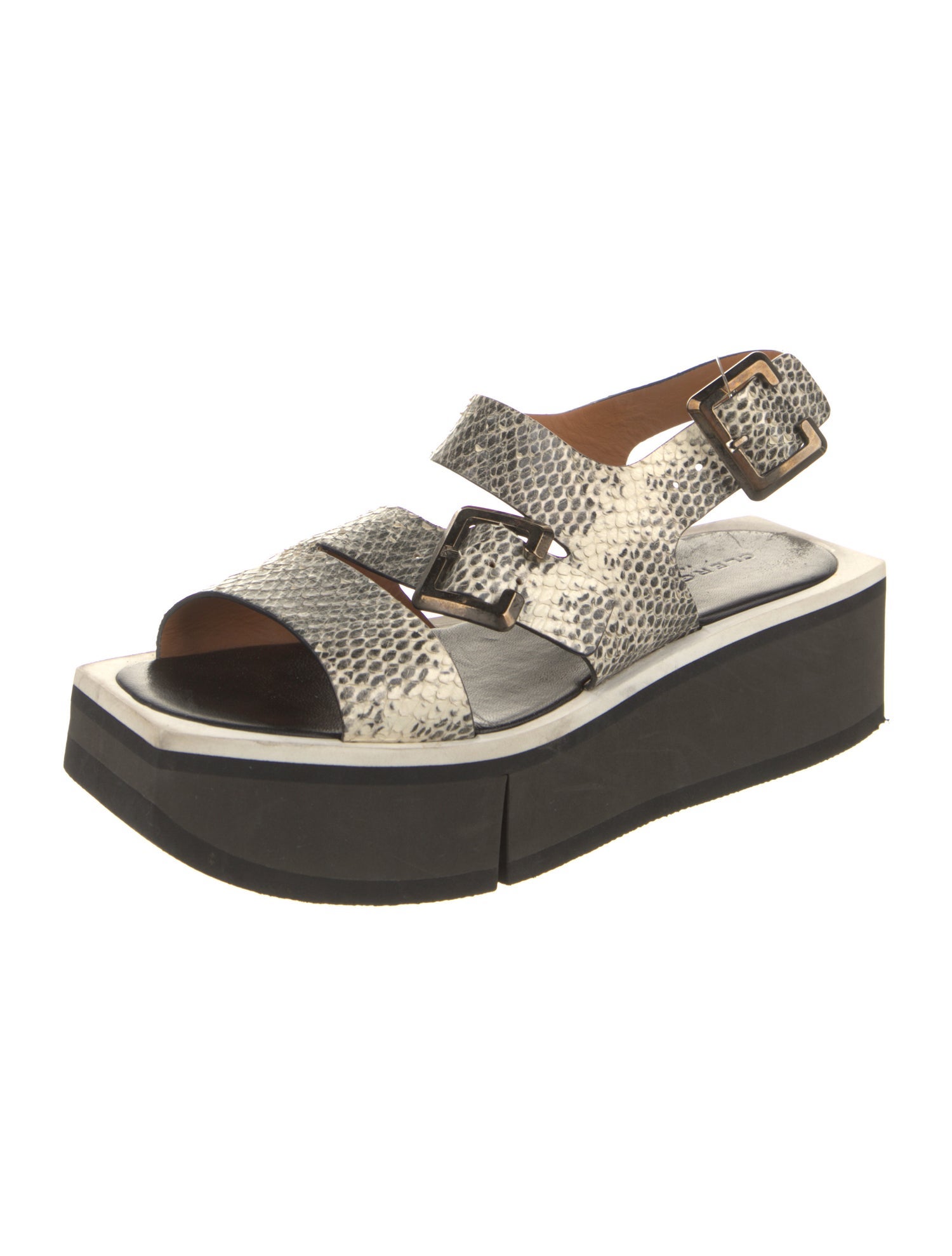 Robert Clergerie Snakeskin Animal Print Slingback Sandals