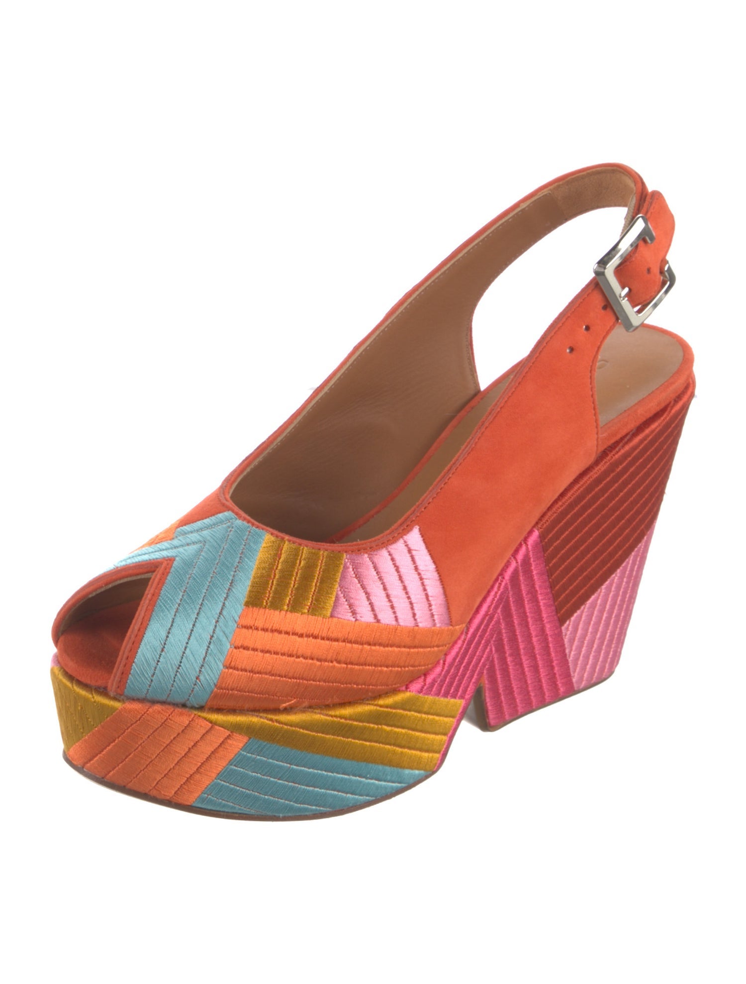 Robert Clergerie Suede Printed Slingback Pumps