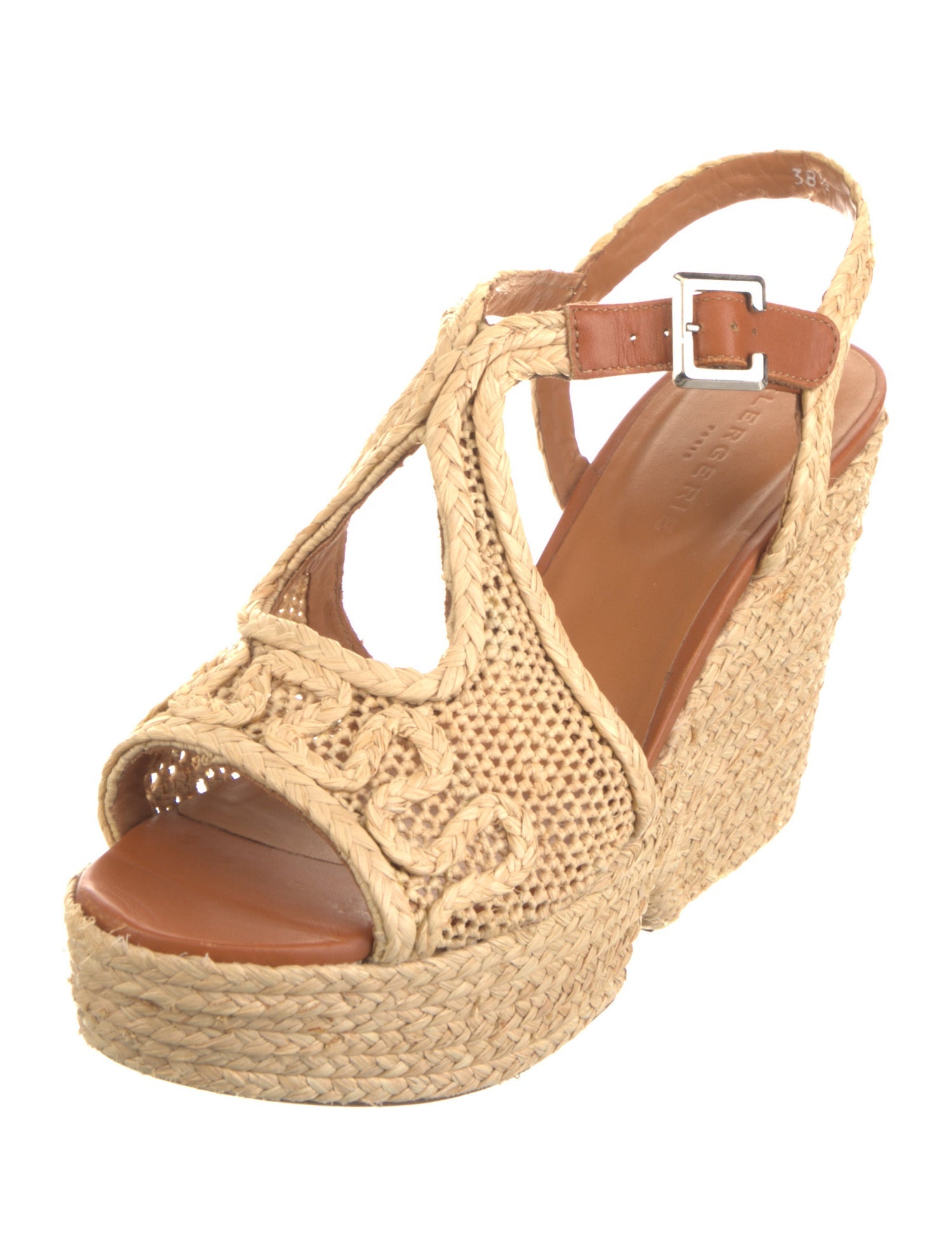 Robert Clergerie Straw Leather Trim Embellishment Espadrilles