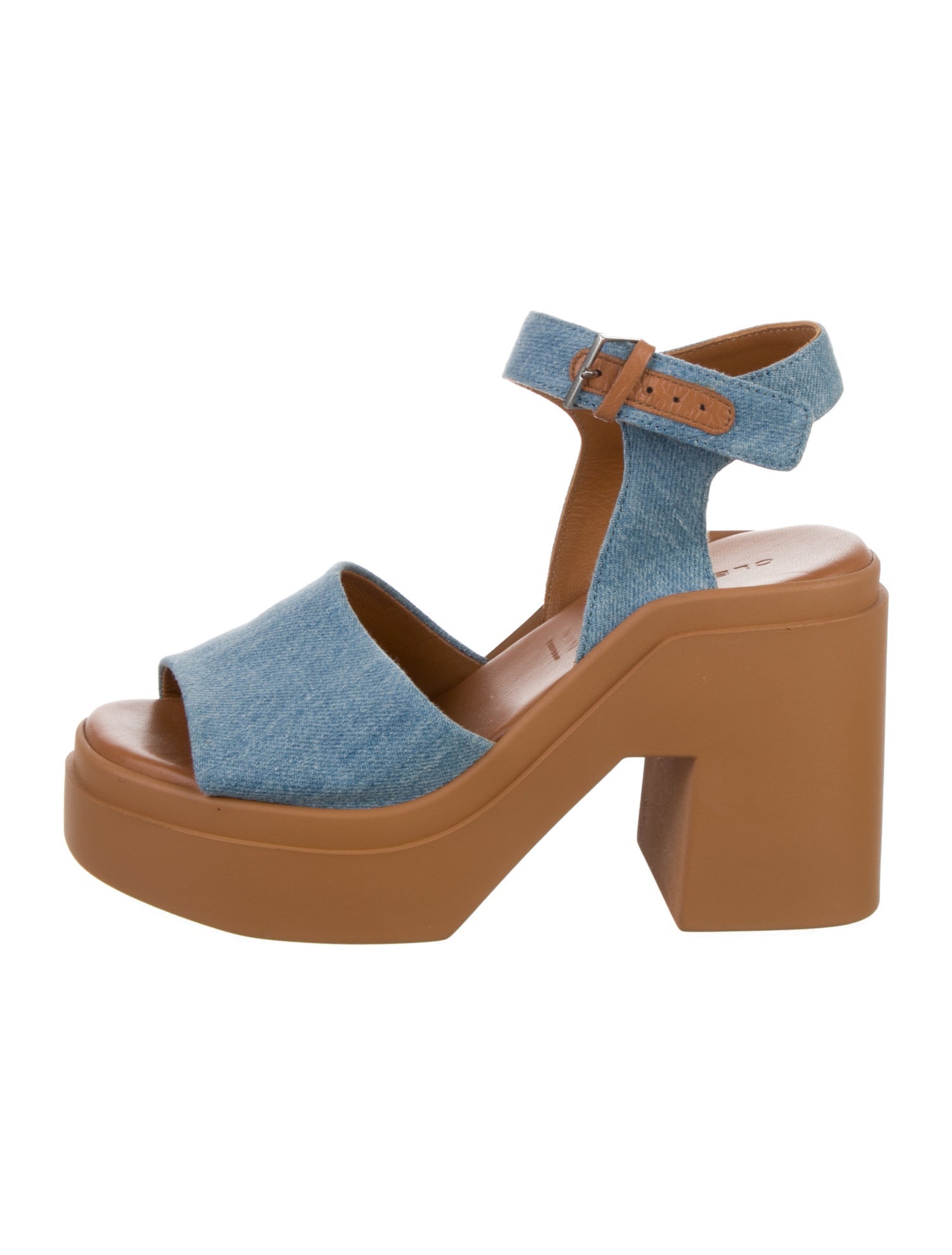 Robert Clergerie Denim Leather Trim Embellishment Sandals