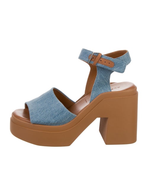 Robert Clergerie Denim Leather Trim Embellishment Sandals