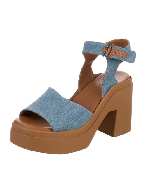 Robert Clergerie Denim Leather Trim Embellishment Sandals