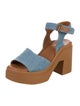 Robert Clergerie Denim Leather Trim Embellishment Sandals