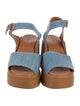 Robert Clergerie Denim Leather Trim Embellishment Sandals