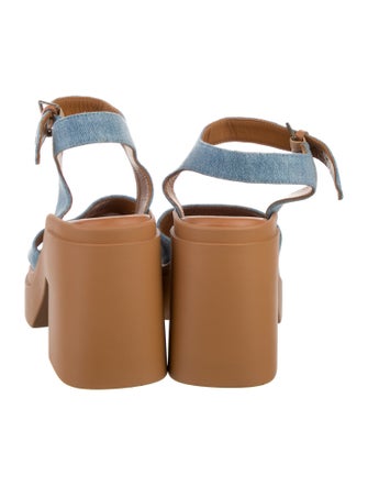 Robert Clergerie Denim Leather Trim Embellishment Sandals