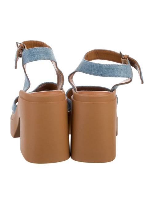 Robert Clergerie Denim Leather Trim Embellishment Sandals