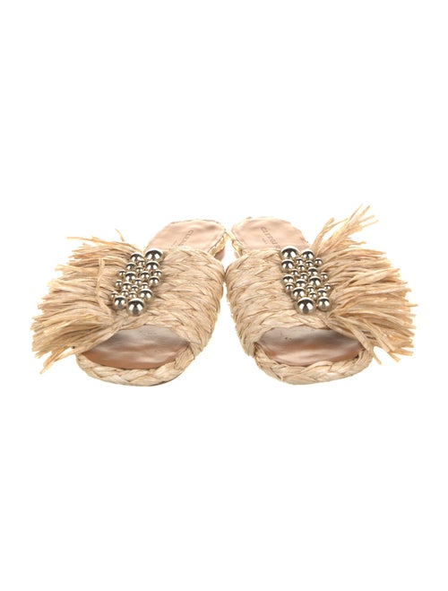 Robert Clergerie Straw Fringe Trim Accent Slides