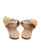 Robert Clergerie Straw Fringe Trim Accent Slides