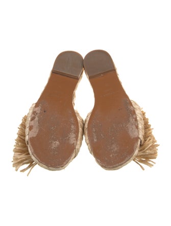 Robert Clergerie Straw Fringe Trim Accent Slides