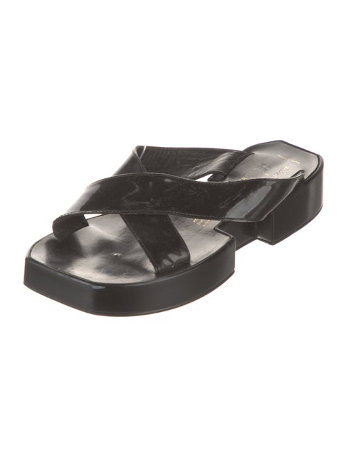 Robert Clergerie Patent Leather Leather Trim Embellishment Slides