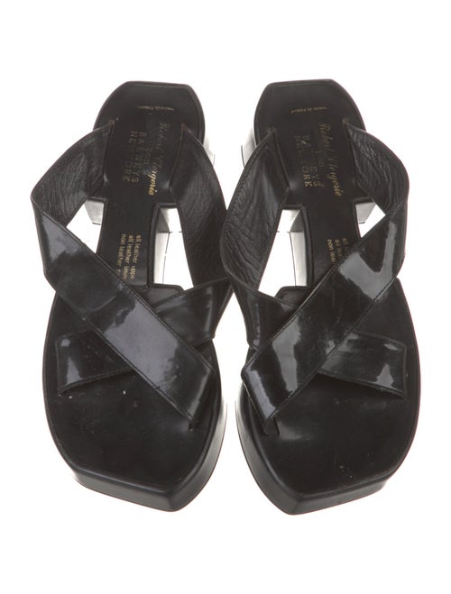 Robert Clergerie Patent Leather Leather Trim Embellishment Slides