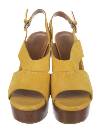 Robert Clergerie Suede Leather Trim Embellishment Slingback Sandals