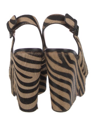 Robert Clergerie Ponyhair Animal Print Slingback Pumps