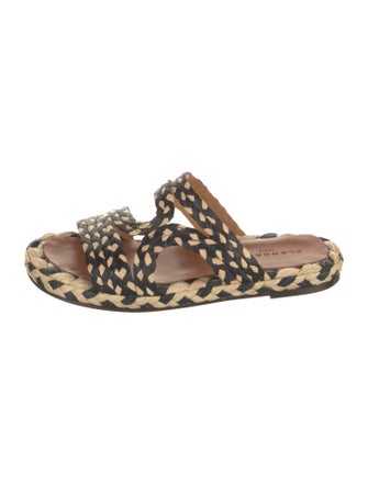 Robert Clergerie Raffia Animal Print Slides