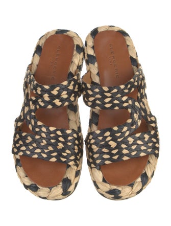Robert Clergerie Raffia Animal Print Slides