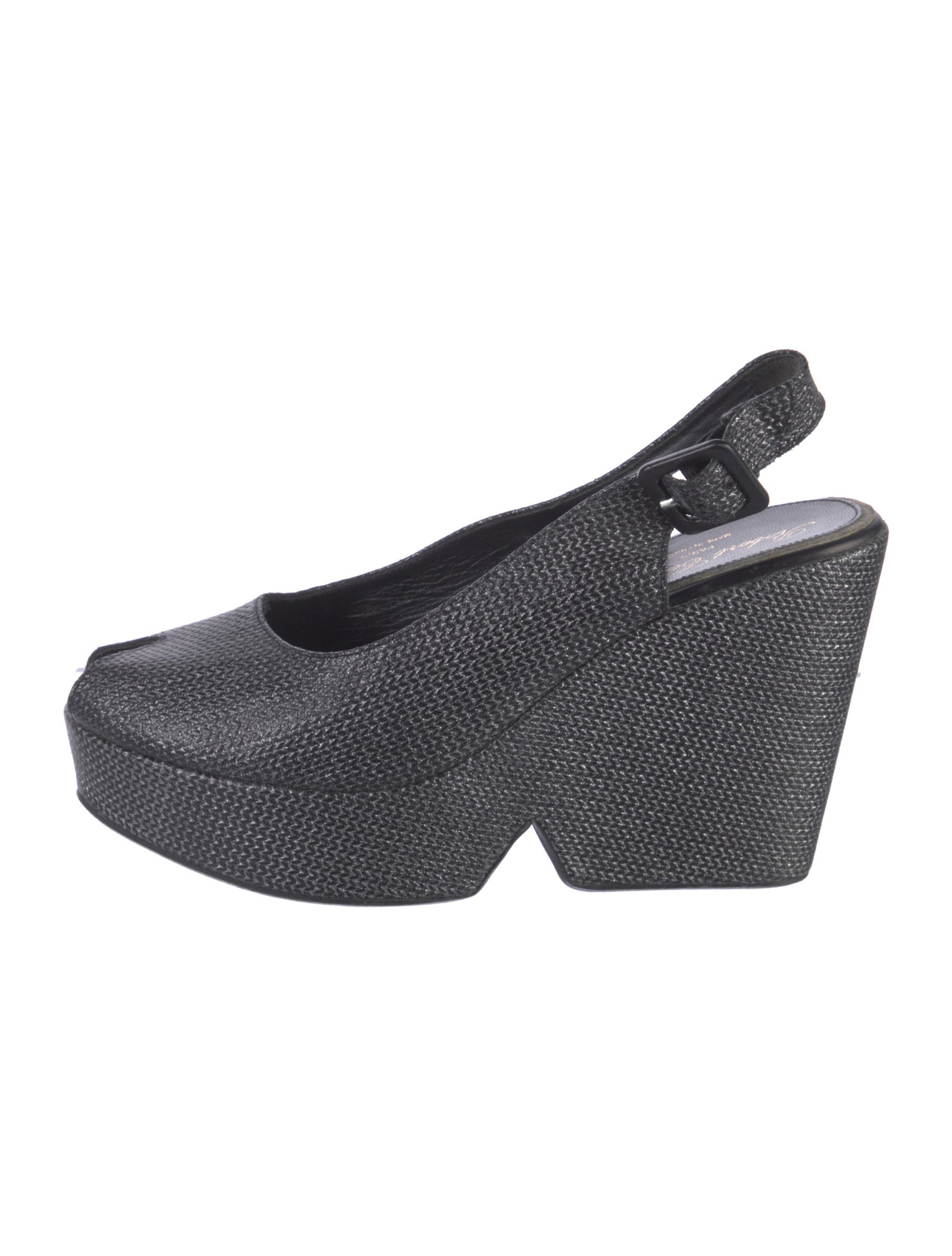 Robert Clergerie Leather Glitter Accents Slingback Pumps