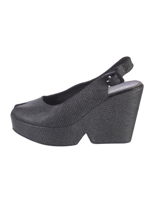 Robert Clergerie Leather Glitter Accents Slingback Pumps