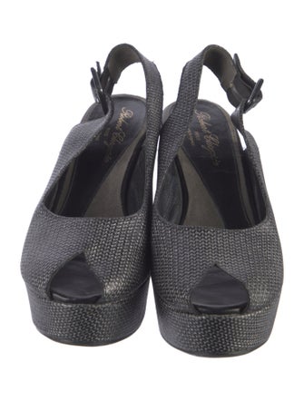 Robert Clergerie Leather Glitter Accents Slingback Pumps