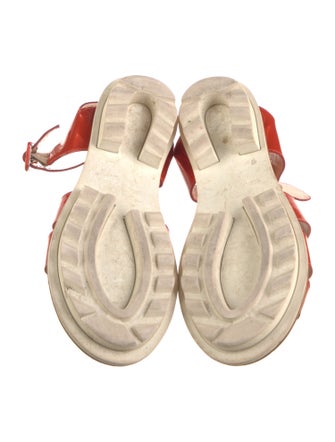 Robert Clergerie Patent Leather Leather Trim Embellishment Slingback Sandals