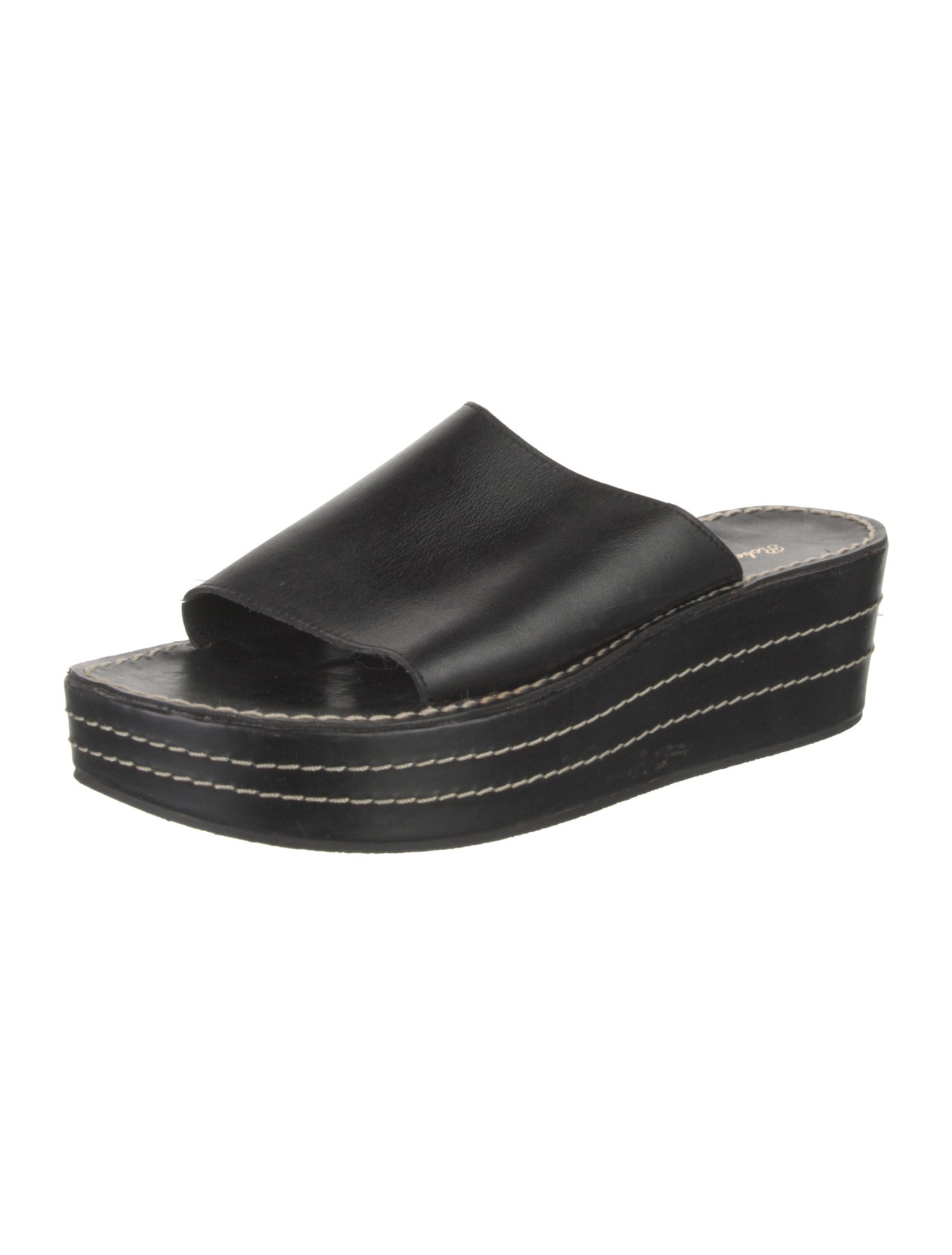 Robert Clergerie Leather Whipstitch Trim Slides