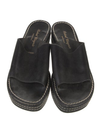 Robert Clergerie Leather Whipstitch Trim Slides