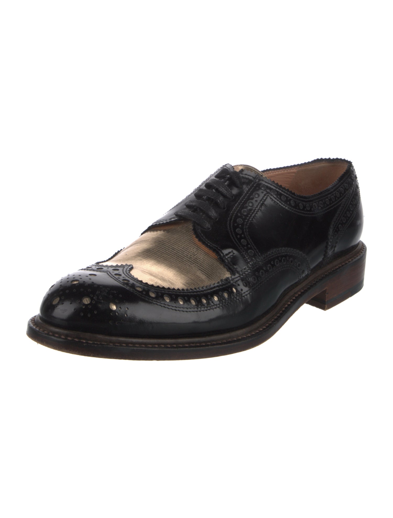 Robert Clergerie Leather Colorblock Pattern Oxfords
