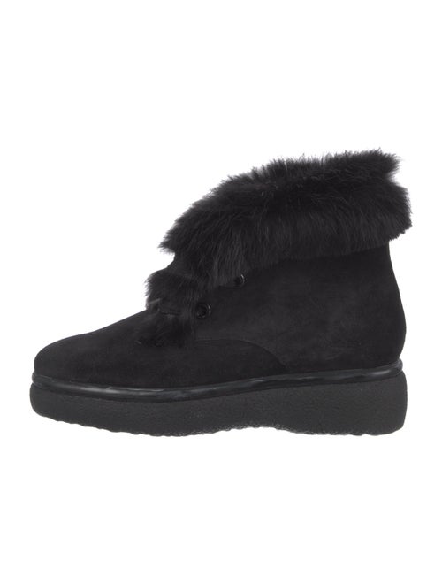 Robert Clergerie Suede Fur Trim Lace-Up Boots