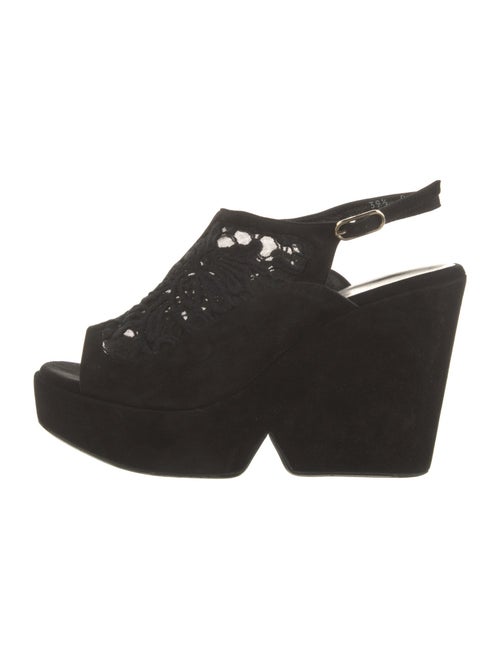 Robert Clergerie Suede Lace Trim Embellishment Pumps