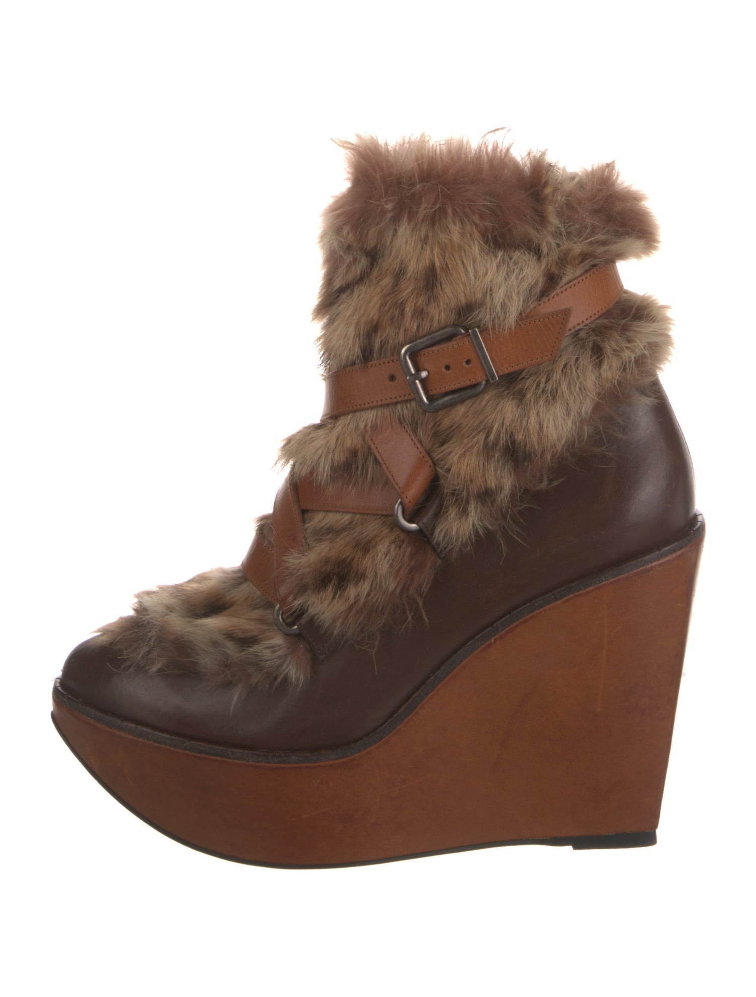 Robert Clergerie Leather Fur Trim Lace-Up Boots